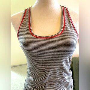Reebok Grey and White Striped Tank Top